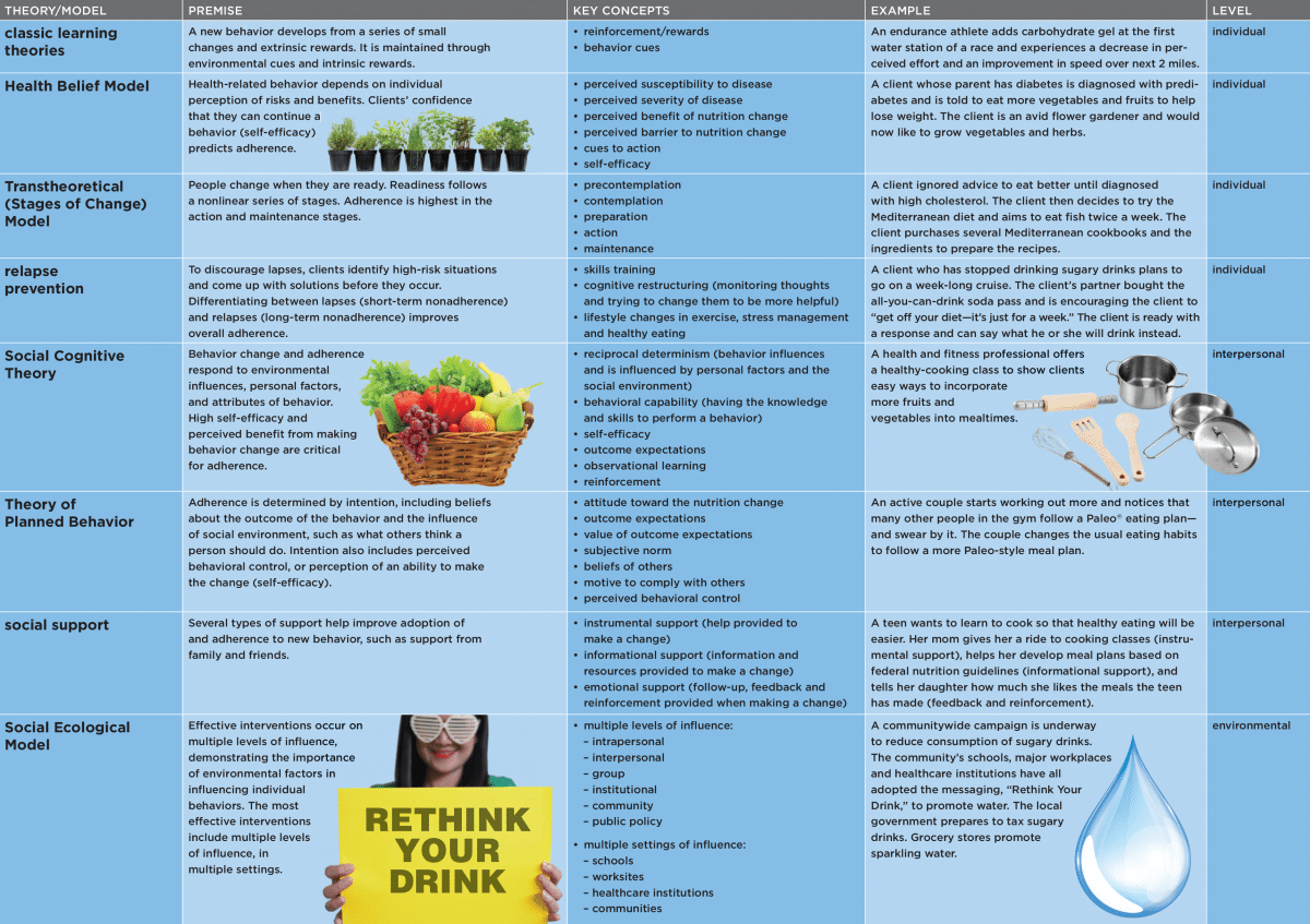 Table: Behavior Change Theory and Nutrition Adherence